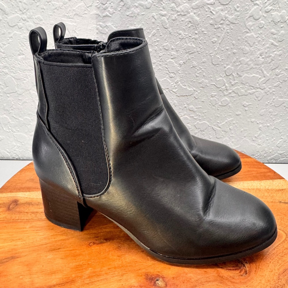 Dream Pairs Womens 6 Black Ankle Boots Block Heel Chelsea Side Zip Booties